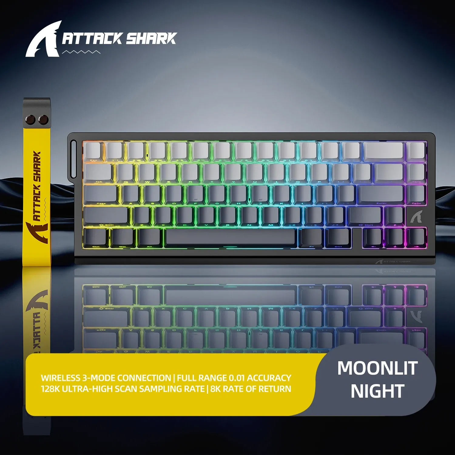 ATTACK SHARK X68HE X68Pro Clavier mécanique magnétique pour gaming pro, déclenchement rapide 0,01 mm, taux de scrutation 8000 Hz, SOCD/RS 0,125 ms, 128K 8