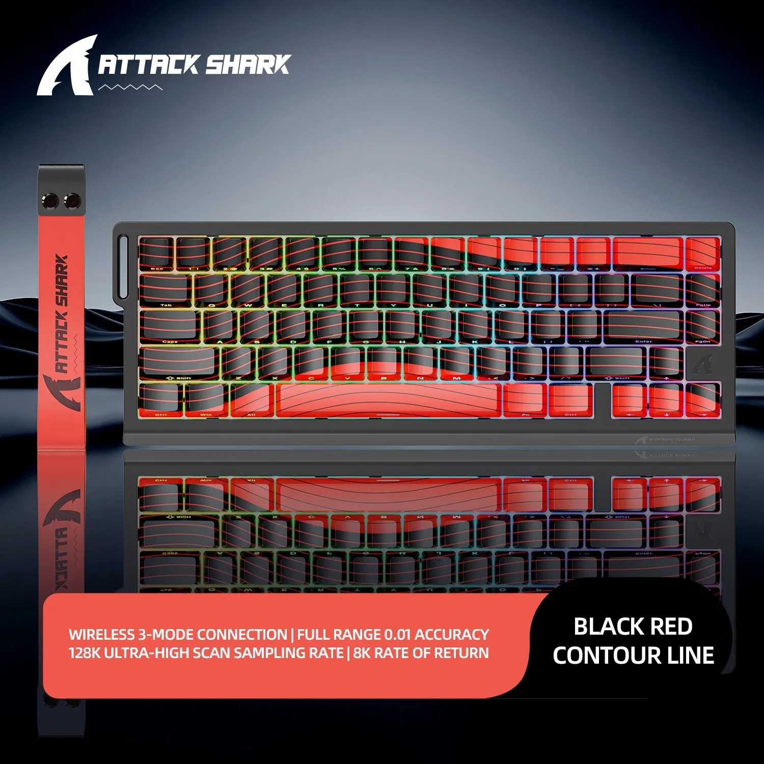 ATTACK SHARK X68HE X68Pro Clavier mécanique magnétique pour gaming pro, déclenchement rapide 0,01 mm, taux de scrutation 8000 Hz, SOCD/RS 0,125 ms, 128K 7