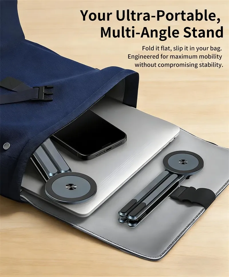 Support pliable et ergonomique pour ordinateur portable, 8 niveaux de hauteur, structure trépied 5