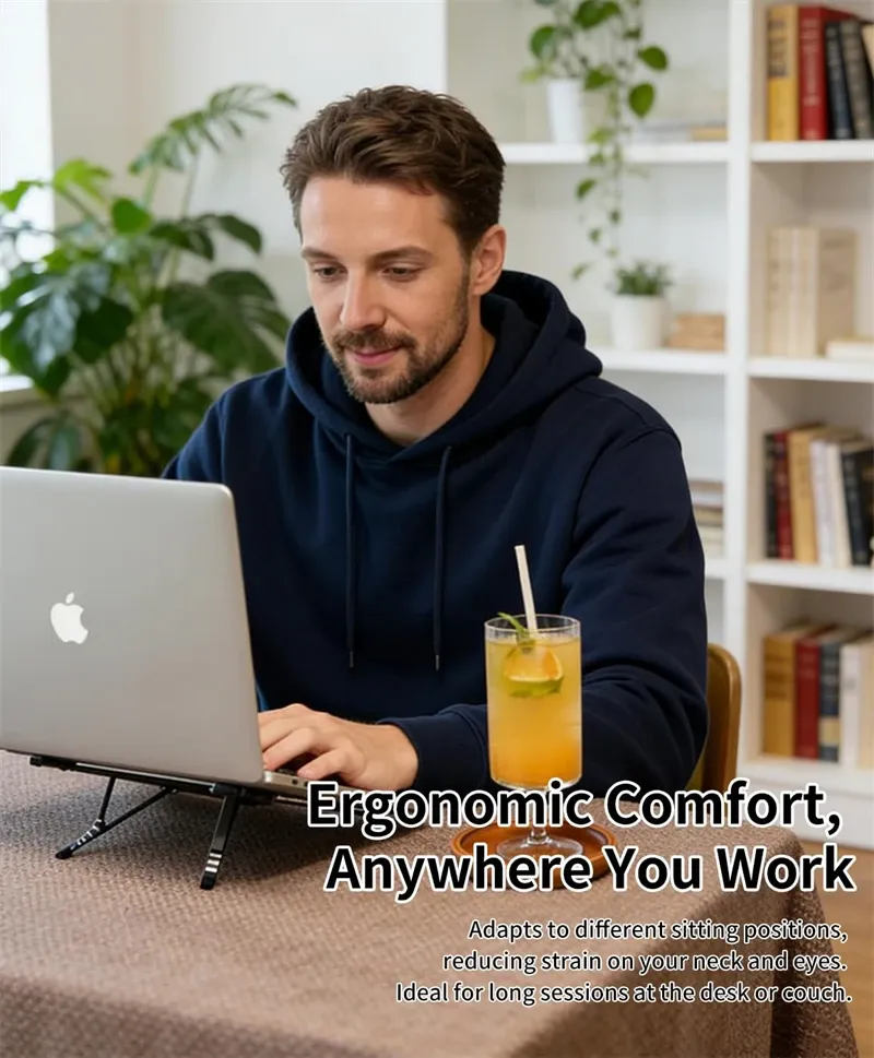 Support pliable et ergonomique pour ordinateur portable, 8 niveaux de hauteur, structure trépied 6