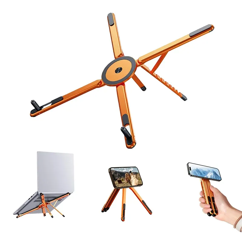 Support pliable et ergonomique pour ordinateur portable, 8 niveaux de hauteur, structure trépied 7