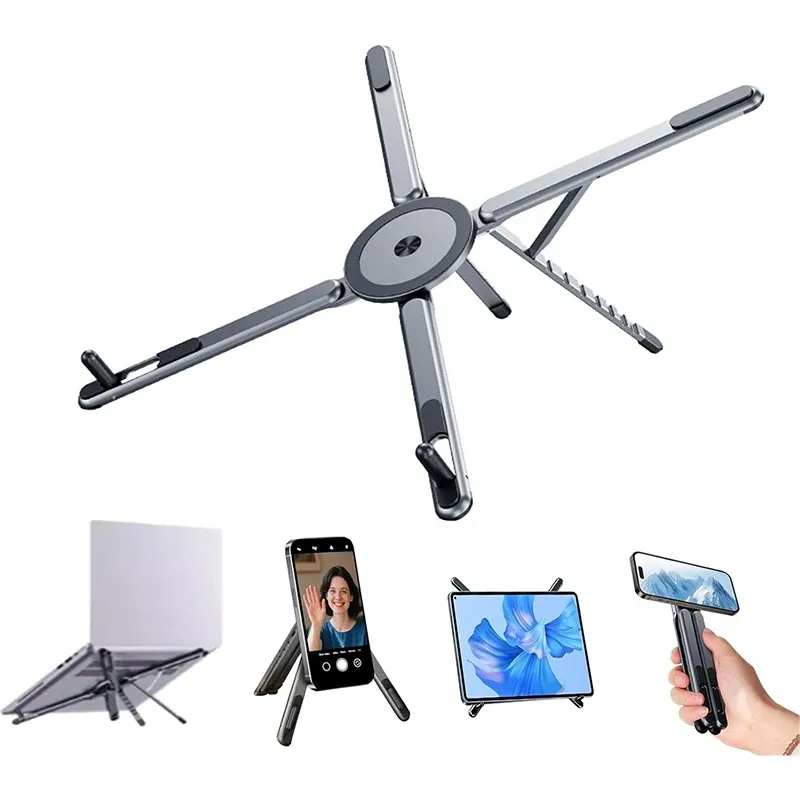 Support pliable et ergonomique pour ordinateur portable, 8 niveaux de hauteur, structure trépied 9
