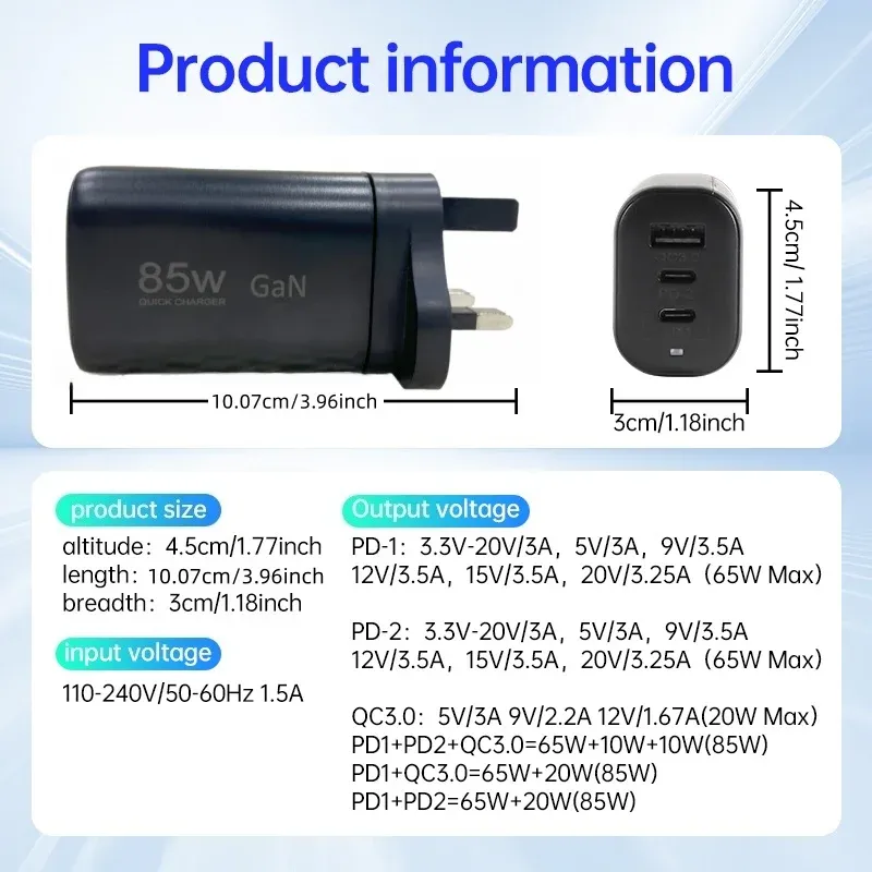 Chargeur multi-ports, connectique