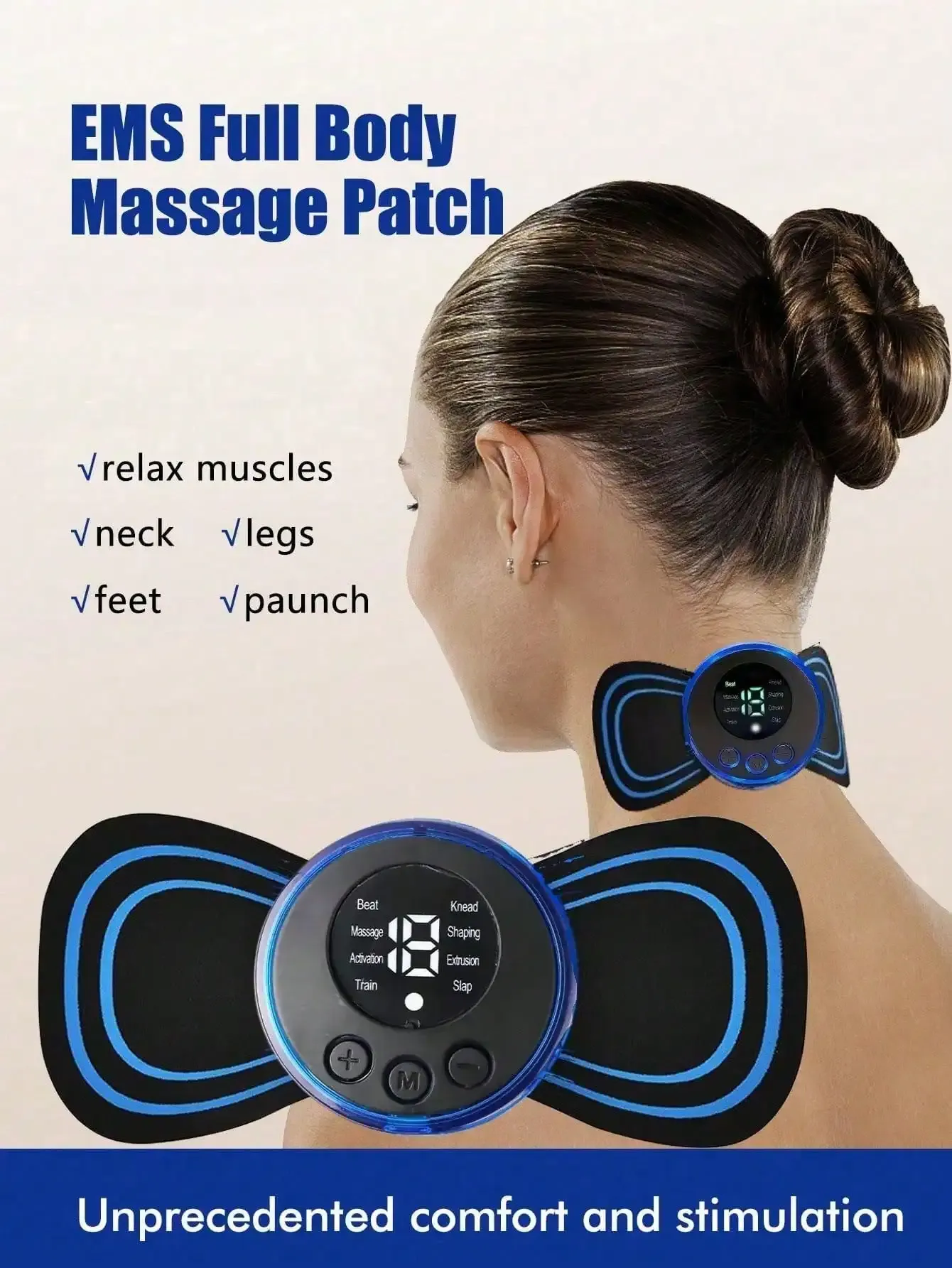 Coussinets de massage électriques pour le cou à micro-courant EMS, soulagement des tensions des épaules et de la nuque