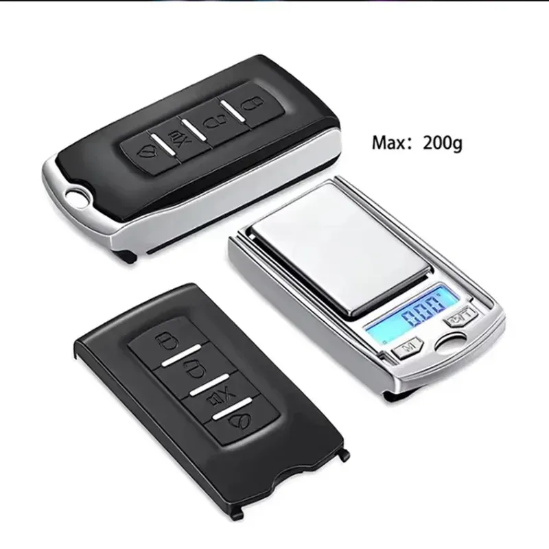 Balance électronique de poche en forme de clé de voiture, portable, 200 g / 0,01 g, écran LCD 3