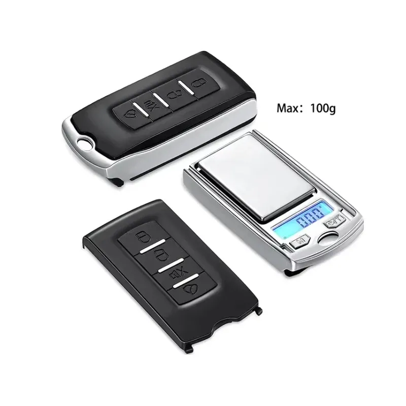 Balance électronique de poche en forme de clé de voiture, portable, 200 g / 0,01 g, écran LCD 7