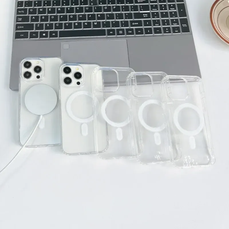 Coque transparente magnétique compatible MagSafe pour iPhone 11 à 18 (Plus, Pro, Pro Max) 6