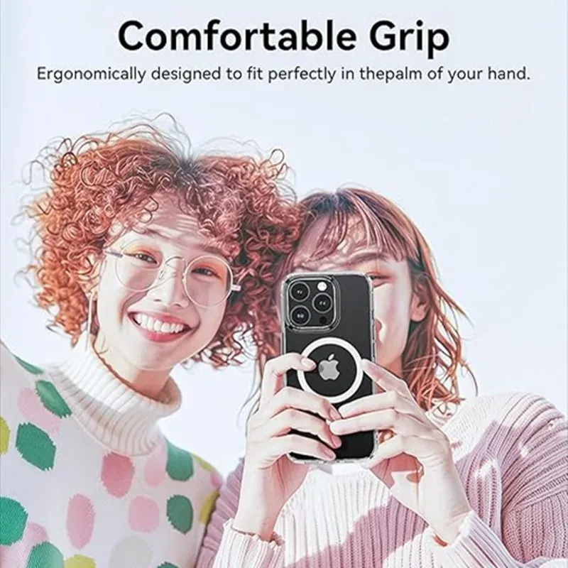 Coque transparente magnétique pour iPhone, vue de face
