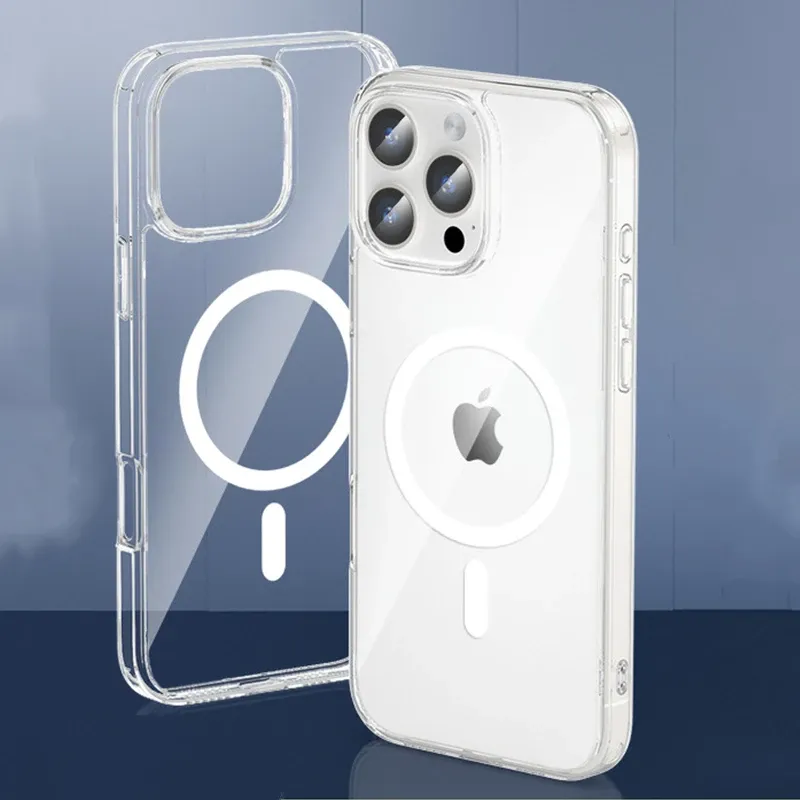 Coque transparente magnétique compatible MagSafe pour iPhone 11 à 18 (Plus, Pro, Pro Max) 7