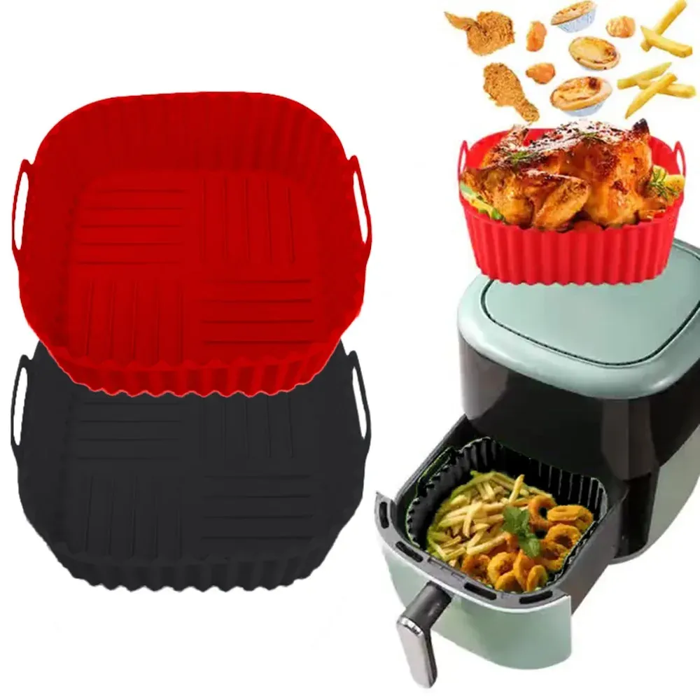 Moule carré en silicone pour friteuse à air, réutilisable et sans danger pour les aliments 2