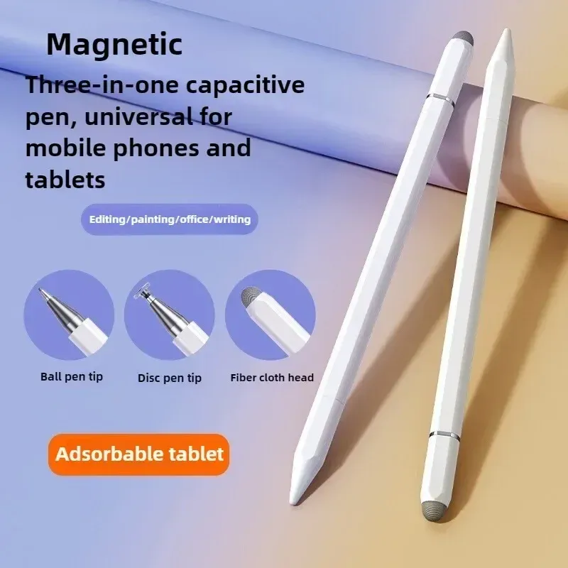 Stylet magnétique 3 en 1 pour iOS et Android, stylo tactile compatible iPad, tablettes et smartphones