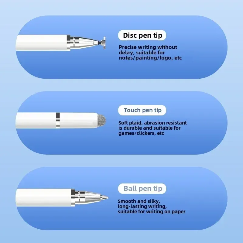 Stylet magnétique 3 en 1 pour iOS et Android, stylo tactile compatible iPad, tablettes et smartphones 3