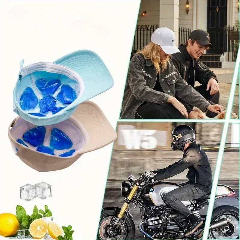 Pack de refroidissement en gel PVC bleu – Coussin réglable pour casques et chapeaux | Accessoire de voyage portable, compresse froide réutilisable pour usage extérieur 6