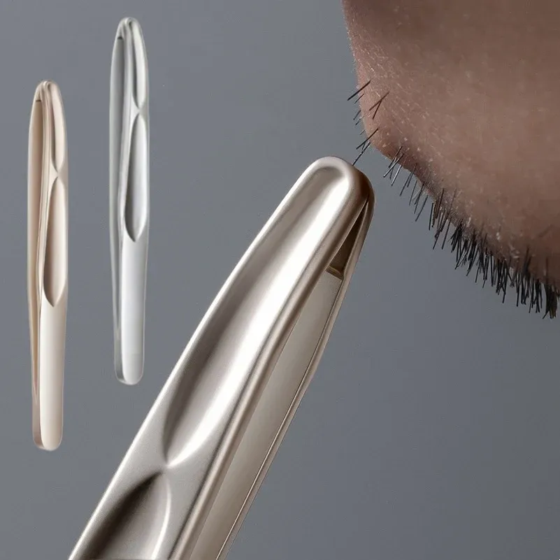 Pince à épiler à pointe ronde pour barbe, sourcils et poils du visage, outil de précision pour homme