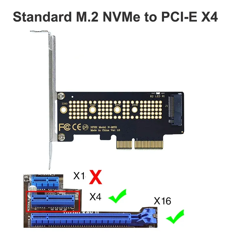 Carte adaptateur M.2 NVMe SSD vers PCIe 4.0, clé M, compatible X1/X4, 64 Gbit/s, pour ordinateur de bureau 8