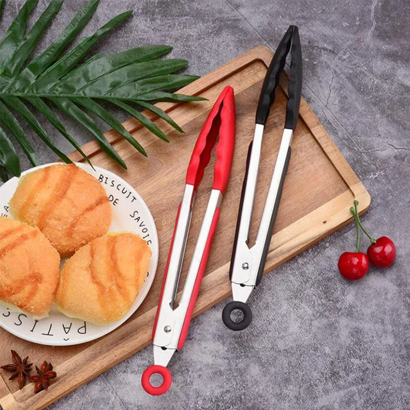Pinces à aliments antidérapantes en silicone pour barbecue et cuisine 4
