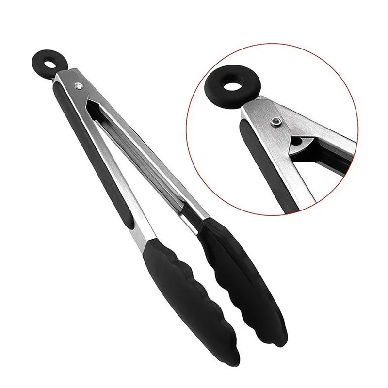 Pinces à aliments antidérapantes en silicone pour barbecue et cuisine 5