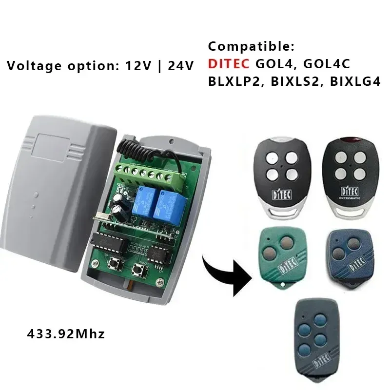 Le title is already in French, so I'll render it as a clean, professional product name:

Commutateur intelligent récepteur pour porte de garage, 12 V / 24 V CC, 433,92 MHz, émetteur à code fixe et à code roulant 3