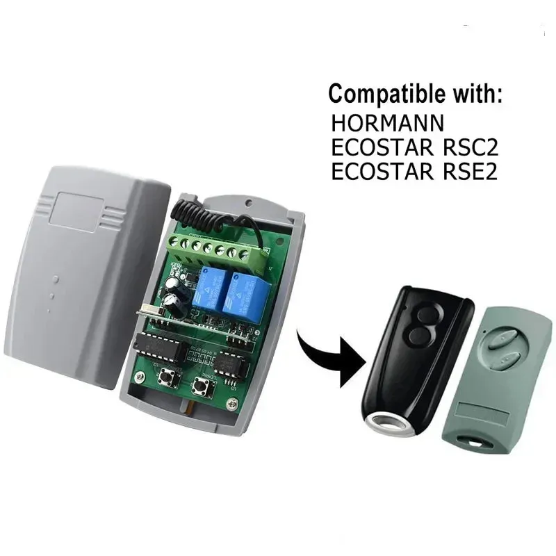 Le title is already in French, so I'll render it as a clean, professional product name:

Commutateur intelligent récepteur pour porte de garage, 12 V / 24 V CC, 433,92 MHz, émetteur à code fixe et à code roulant 4