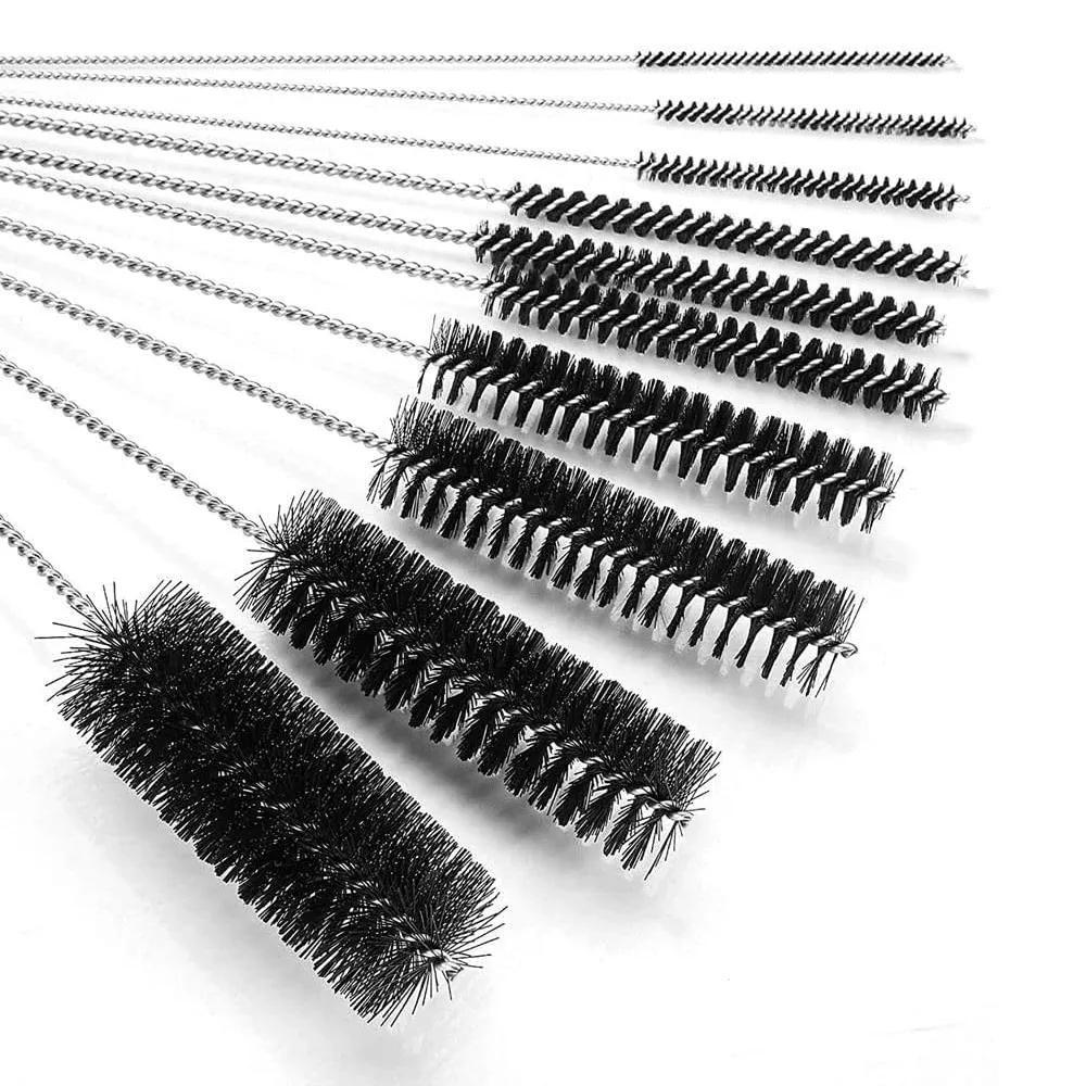 Ensemble de 10 brosses de nettoyage polyvalentes en nylon et acier inoxydable pour usage domestique, adaptées aux pipettes, tubes de laboratoire, verre, gobelets, tuyaux, claviers, pistolets et outils - Image 1