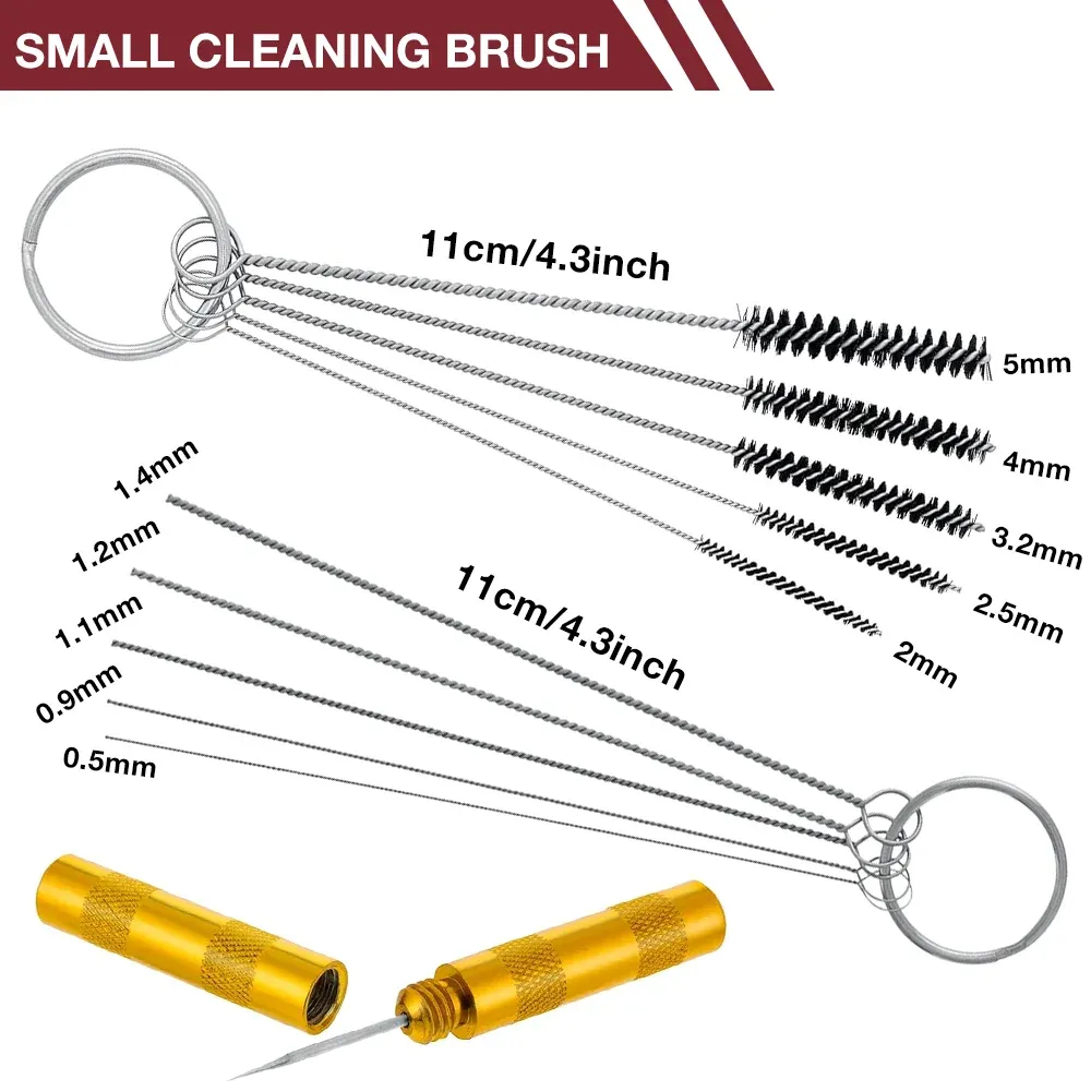Ensemble de 10 brosses de nettoyage polyvalentes en nylon et acier inoxydable pour usage domestique, adaptées aux pipettes, tubes de laboratoire, verre, gobelets, tuyaux, claviers, pistolets et outils 4