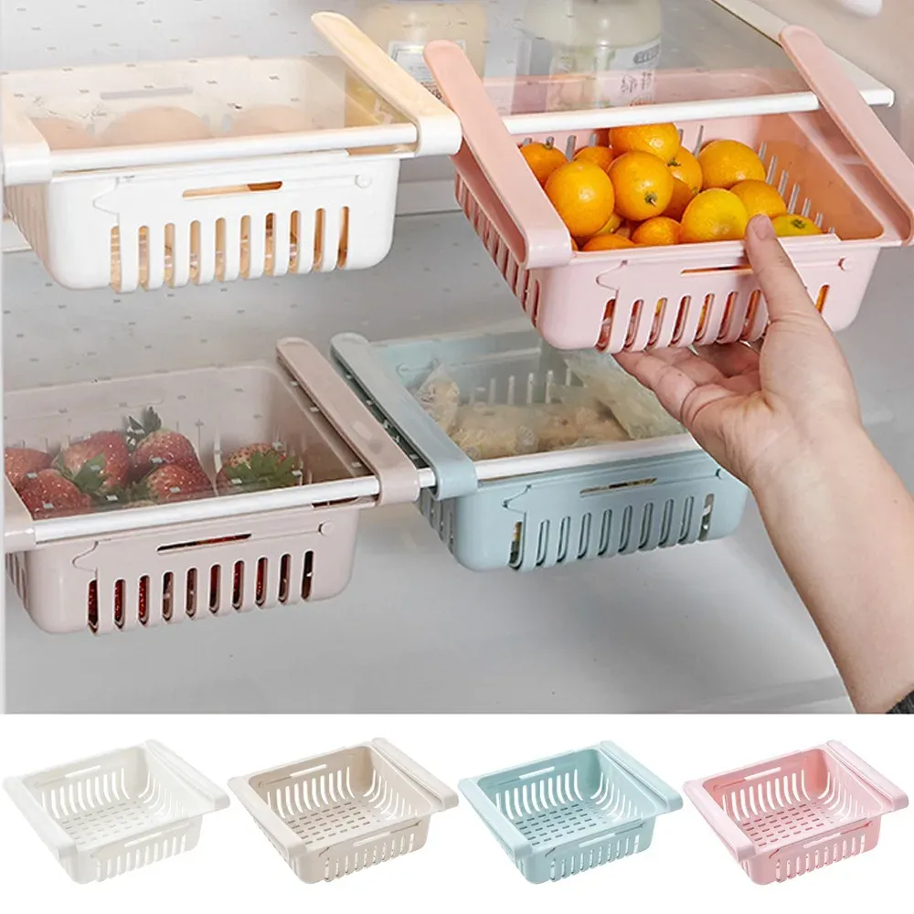 Organisateur suspendu pour réfrigérateur avec boîte de rangement pour œufs et fruits, à tiroirs 2