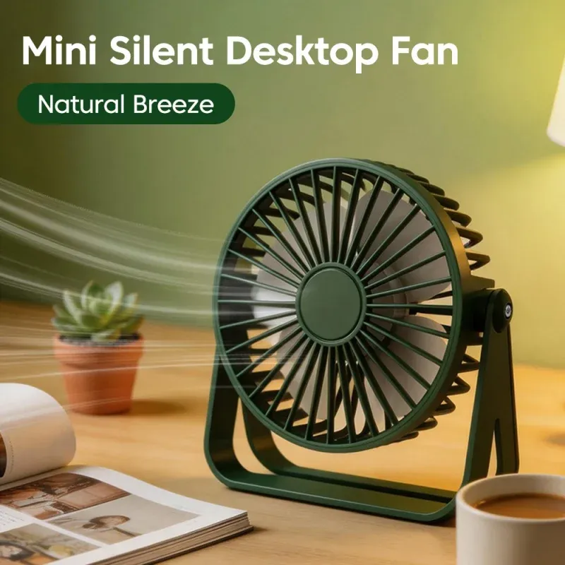 Mini ventilateur de bureau USB portable à rotation 360° pour dortoir, ordinateur et domicile