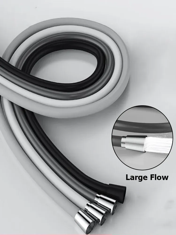 Tuyau de douche flexible en silicone, 1,5 m / 2 m, haute pression, anti-torsion, pour pommeau de douche, robinet et accessoires de salle de bain 2