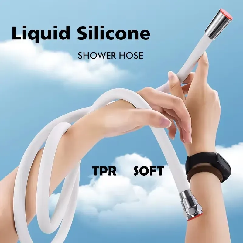 Tuyau de douche flexible en silicone, 1,5 m / 2 m, haute pression, anti-torsion, pour pommeau de douche, robinet et accessoires de salle de bain 5