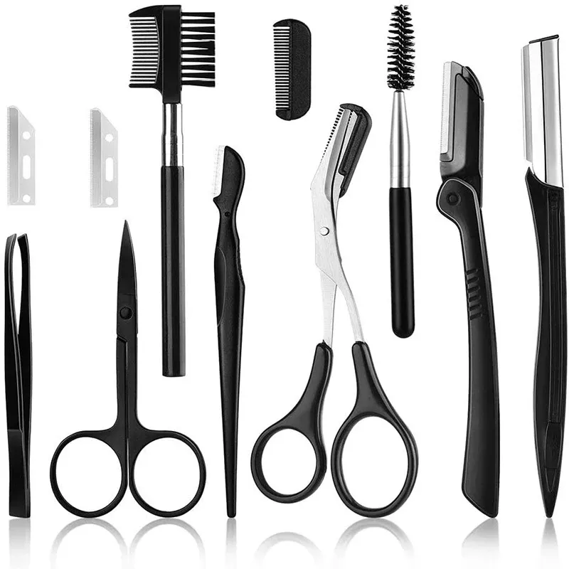 Ensemble de tondeuse à sourcils, ciseaux, pincettes et rasoir