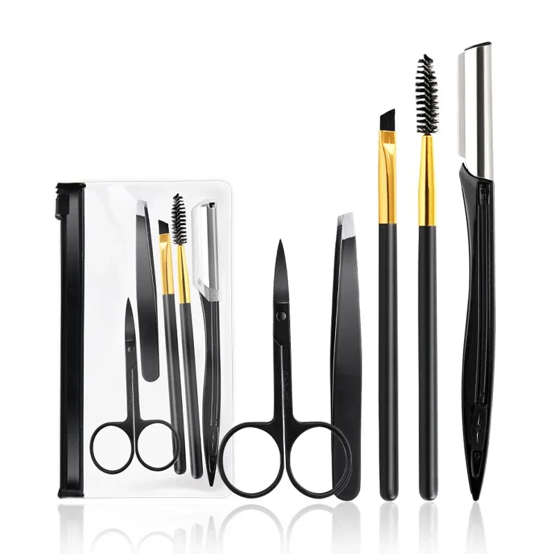 Ensemble de 3 à 11 pièces : tondeuse à sourcils, ciseaux, pincettes, rasoir à sourcils, peigne à sourcils et accessoires de maquillage 8