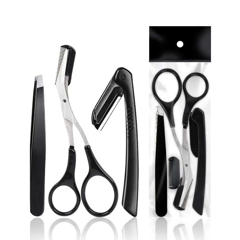 Ensemble de 3 à 11 pièces : tondeuse à sourcils, ciseaux, pincettes, rasoir à sourcils, peigne à sourcils et accessoires de maquillage 7