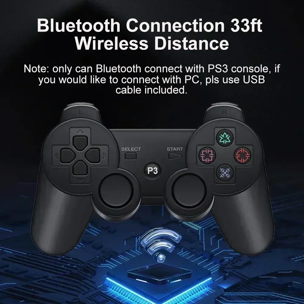 Manette de jeu sans fil Bluetooth pour PS3, vibration neutre, matériau ABS écologique, bouton flocon de neige, parfaite 2