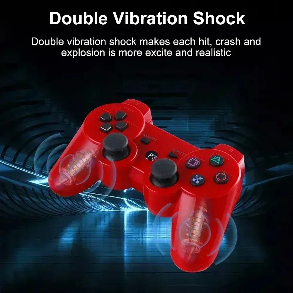 Manette de jeu sans fil Bluetooth pour PS3, vibration neutre, matériau ABS écologique, bouton flocon de neige, parfaite 5