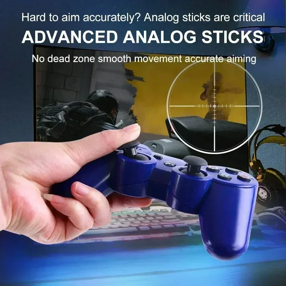 Manette de jeu sans fil Bluetooth pour PS3, vibration neutre, matériau ABS écologique, bouton flocon de neige, parfaite 6