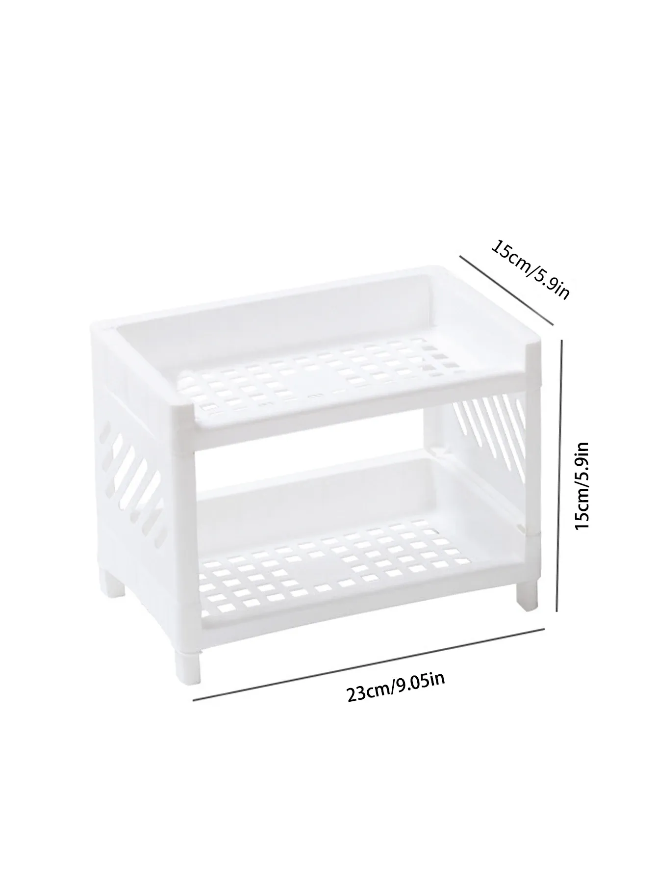 Organisateur de bureau rectangulaire à double niveau en PP, blanc, 1 pièce, pour étudiants, rangement de papeterie et cosmétiques 6