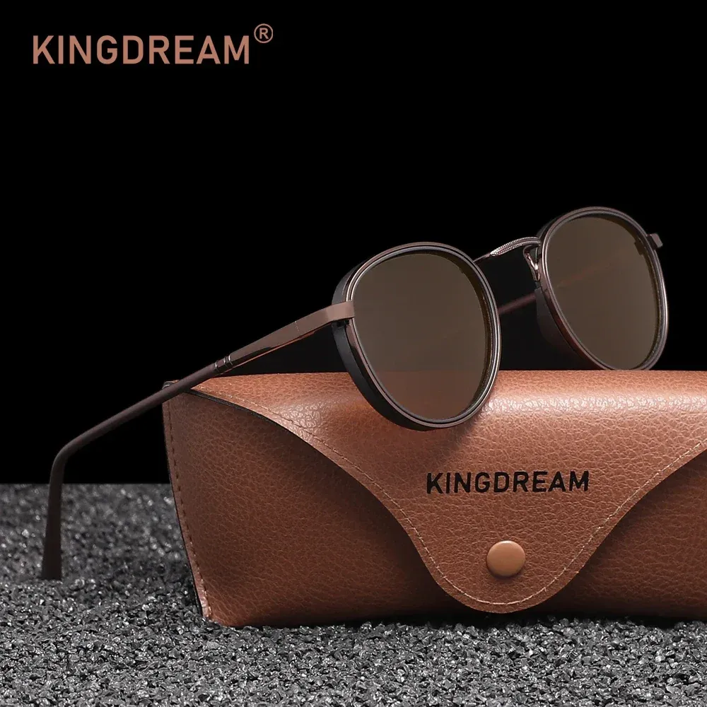 KINGDREAM – Lunettes de soleil polarisées à monture ronde, mixtes, design rétro, protection UV400 et anti-éblouissement, idéales pour la conduite