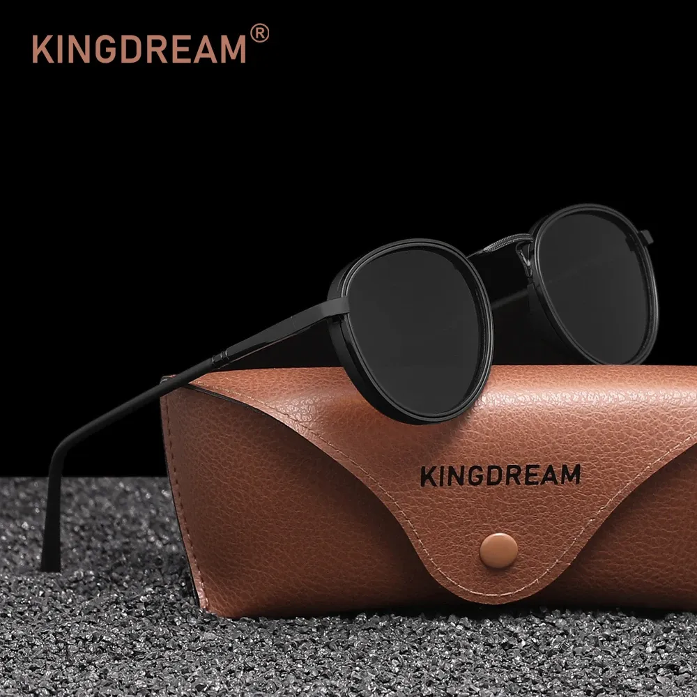KINGDREAM – Lunettes de soleil polarisées à monture ronde, mixtes, design rétro, protection UV400 et anti-éblouissement, idéales pour la conduite 3