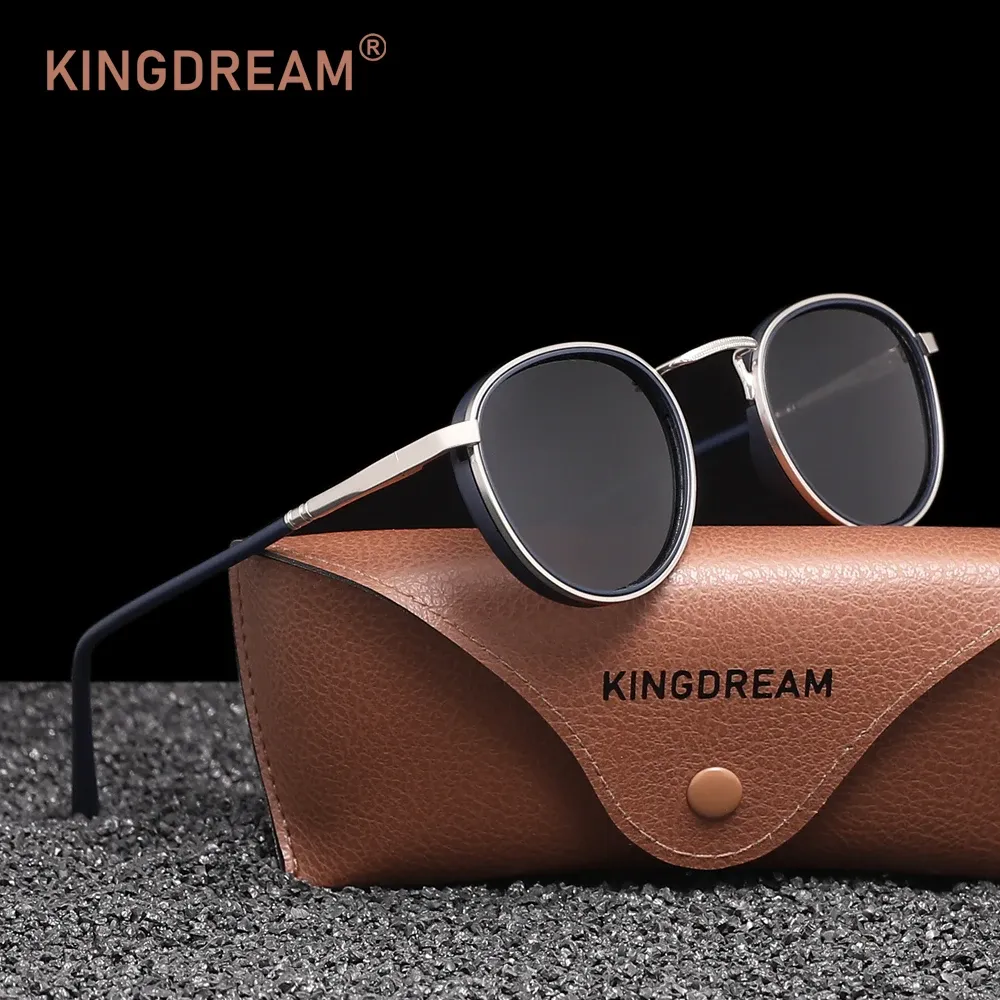 KINGDREAM – Lunettes de soleil polarisées à monture ronde, mixtes, design rétro, protection UV400 et anti-éblouissement, idéales pour la conduite 2