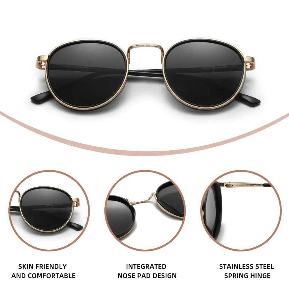 KINGDREAM – Lunettes de soleil polarisées à monture ronde, mixtes, design rétro, protection UV400 et anti-éblouissement, idéales pour la conduite 4
