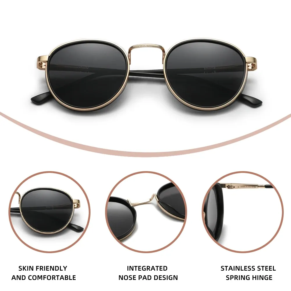 Lunettes de soleil KINGDREAM à monture ronde au design rétro