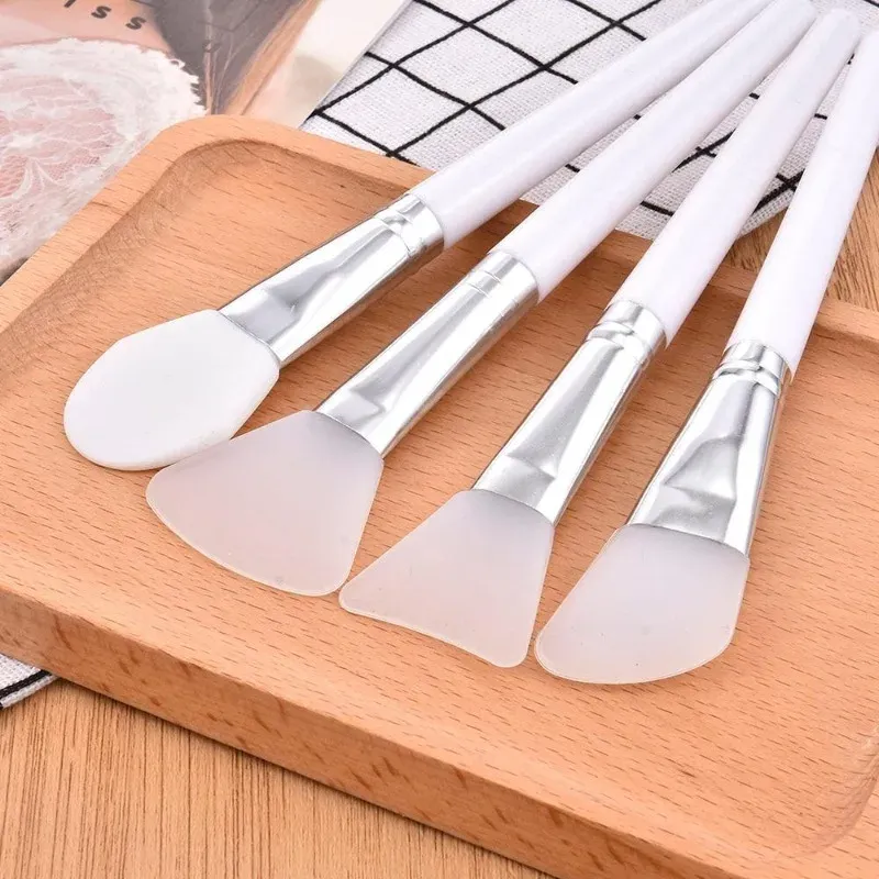 Brosse de maquillage en silicone blanche pour masque facial, lot de 4