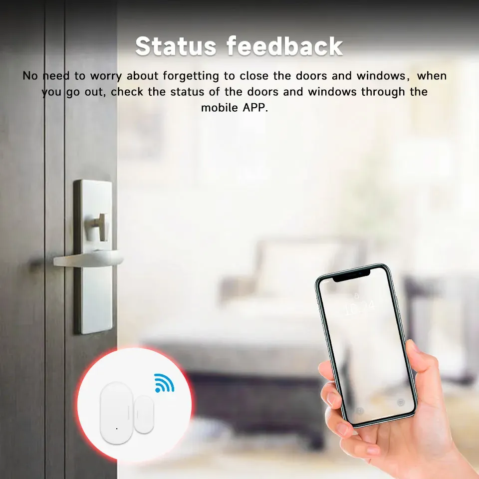 Capteur de porte et fenêtre Tuya Zigbee, installation magnétique
