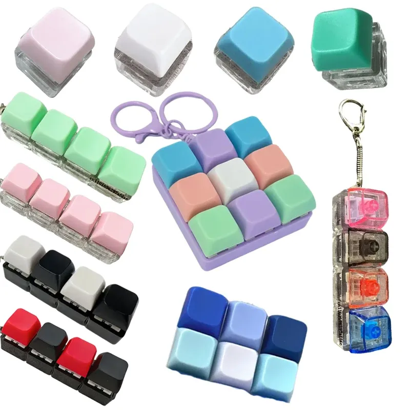 Porte-clés keycap mécanique 1, 4 ou 9 touches, jouet fidget anti-stress pour enfants - Image 1