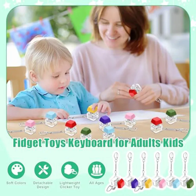 Porte-clés keycap mécanique 1, 4 ou 9 touches, jouet fidget anti-stress pour enfants 4