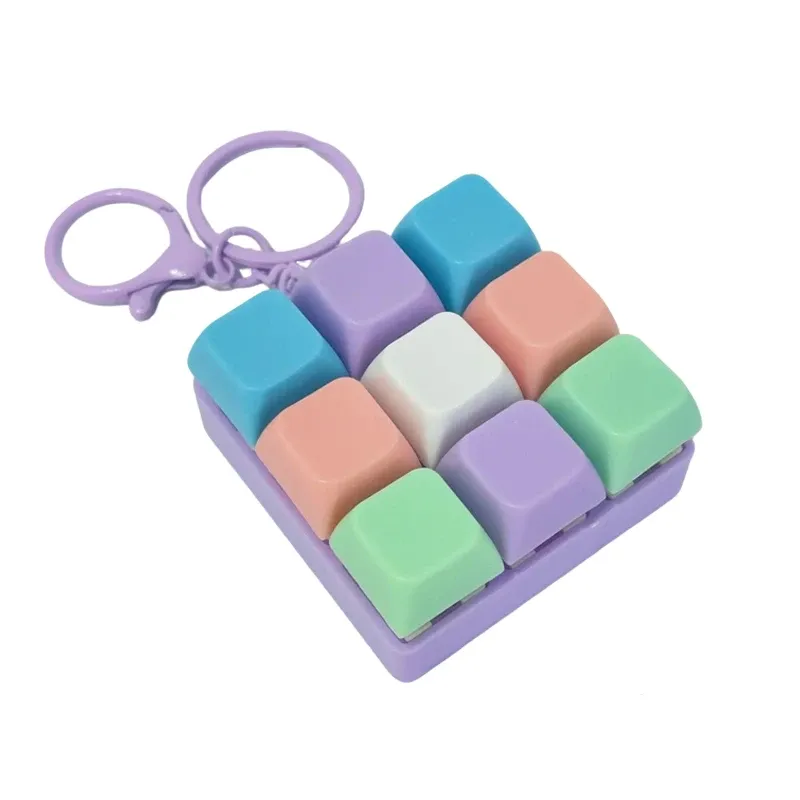 Porte-clés keycap mécanique 1, 4 ou 9 touches, jouet fidget anti-stress pour enfants 16