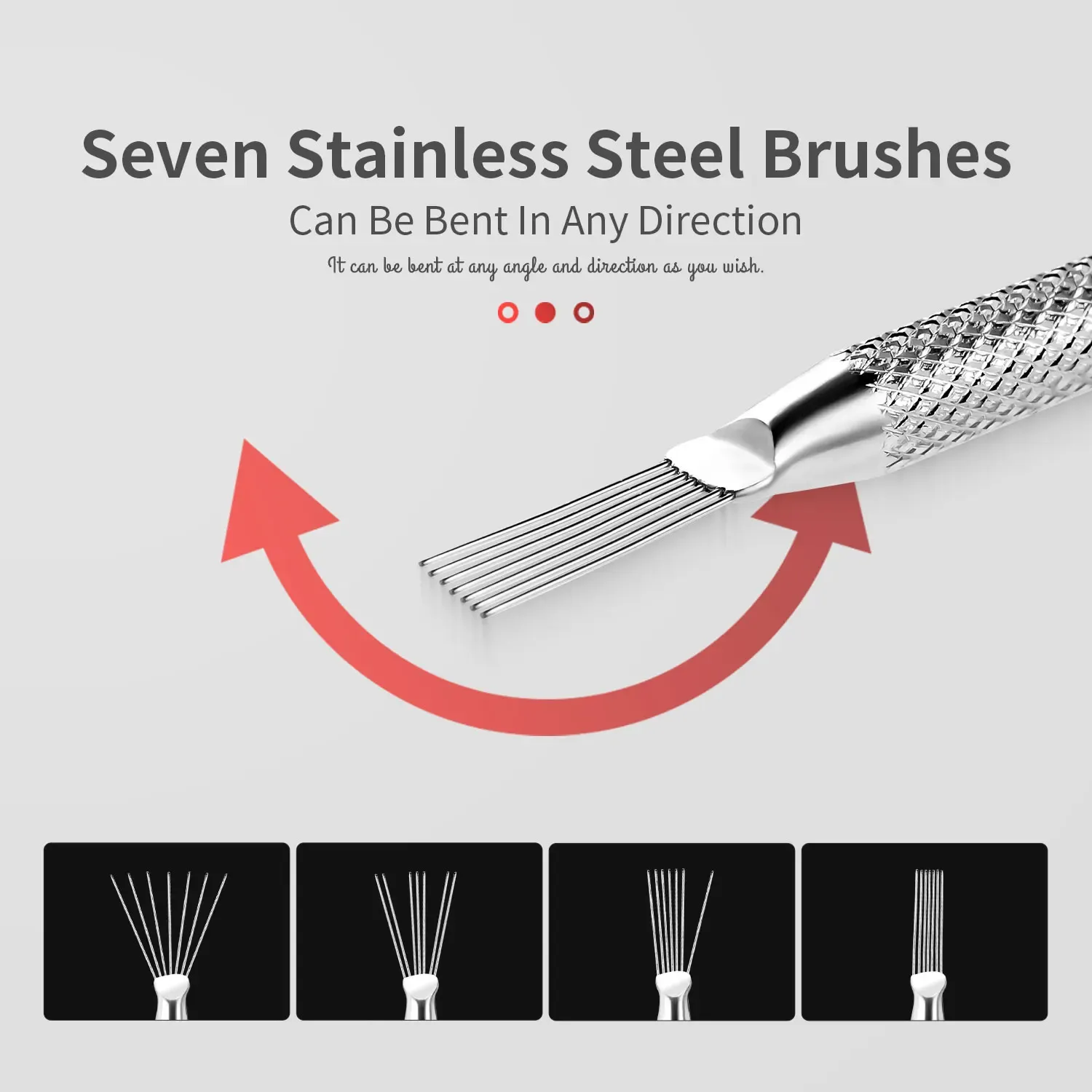 Stylo multifonctionnel 7 pointes pour nail art, outil de tracé de lignes et de texture, brosse à ongles pliable 4