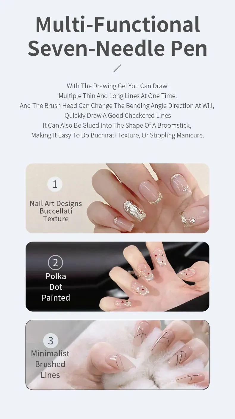 Détail du stylo nail art à 7 aiguilles
