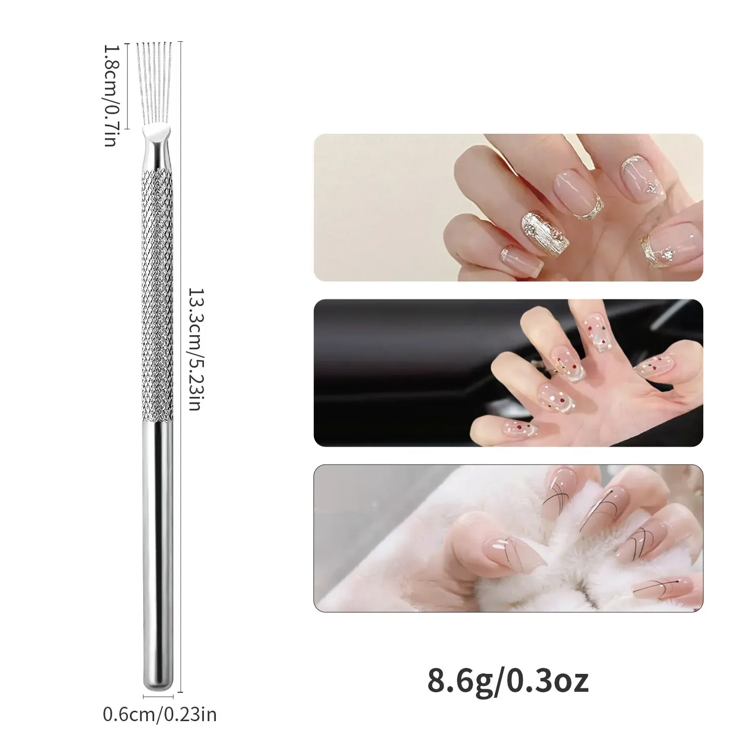 Stylo multifonctionnel 7 pointes pour nail art, outil de tracé de lignes et de texture, brosse à ongles pliable 7