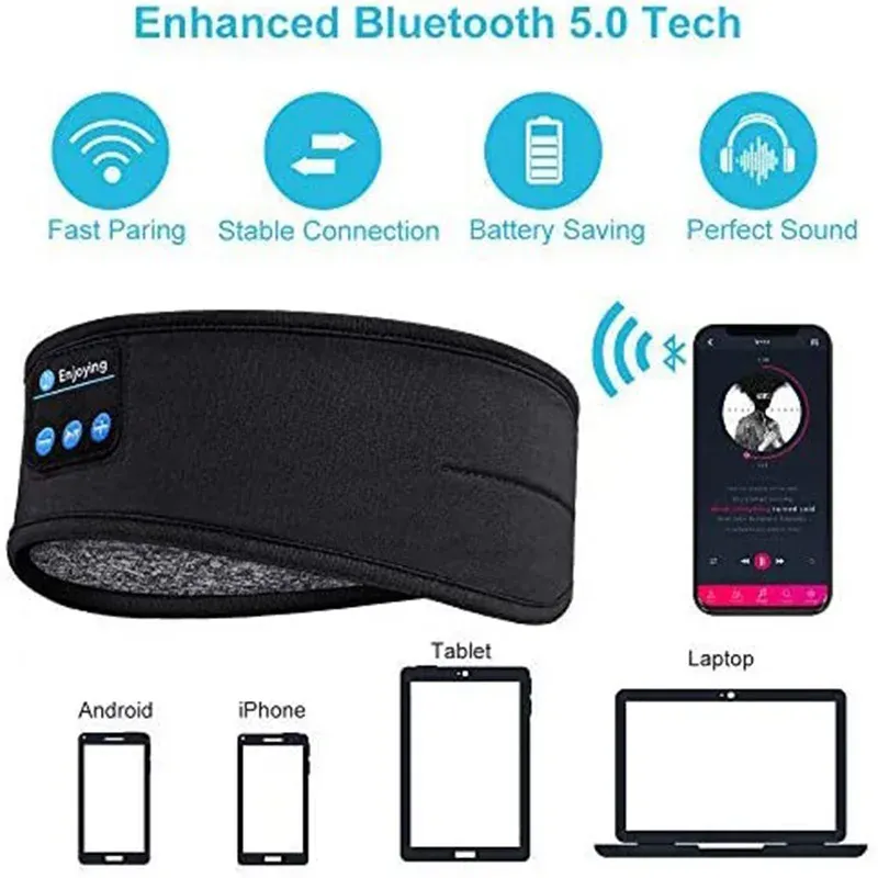 Écouteurs Bluetooth sans fil pour le sport et le sommeil avec bandeau élastique 6
